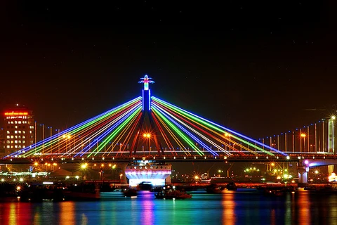 The Han River in Da Nang as seen at night.